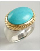 David Yurman Turquoise Signature Oval Stone Ring - Lyst