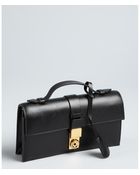 Giorgio Armani Black Leather Top Handle Convertible Shoulder Bag - Lyst