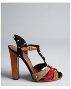 Gucci Raspberry Suede 'Jacquelyne' Studded T-Strap High Heel Sandals - Lyst
