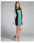 Marc New York Sage And Black Colorblock Stretch Crepe Slit Neck Shift Dress - Lyst