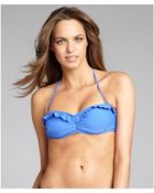 Shoshanna Royal Blue Ruffle Trimmed Underwire Bandeau Top - Lyst