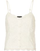 Topshop Button Front Lace Cami Top - Lyst