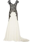 Lela Rose Lace-appliquéd Silk Gown - Lyst