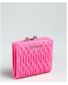 Miu Miu Neon Pink Matelasse Leather Snap Coin Wallet - Lyst