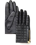 Kate Spade Quilted Logo Leather Tech Gloves - Lyst