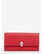 Alexander McQueen Skull Flap Continental Leather Wallet - Lyst