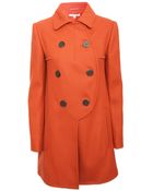 Carven Double Breasted Collared Coat Orange - Lyst