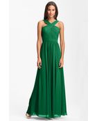 Ml Monique Lhuillier Bridesmaids Crisscross Chiffon Gown - Lyst