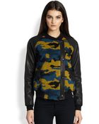 Gryphon Camo Leather Combo Moto Jacket - Lyst