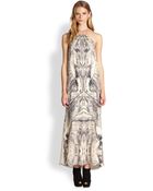 Haute Hippie Printed Silk Halter Dress - Lyst