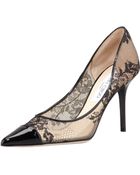 Jimmy Choo Alias Lace Pointedtoe Pump Black - Lyst