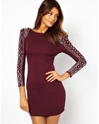 Tfnc Bodycon Dress with Embellished Sleeve - Lyst
