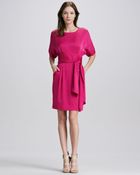 Catherine Malandrino Eleanor Belted Stretchsilk Dress - Lyst