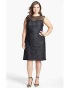 Donna Ricco Illusion Yoke Sheath Dress - Lyst