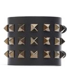 Valentino 'Rockstud Noir' Wide Leather Bracelet - Lyst