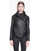 Helmut Lang Washed Leather Hooded Leather Jacket - Lyst