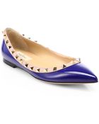 Valentino Rockstud Patent Leather Ballet Flats - Lyst