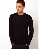 Asos Crew Neck Jumper In Cotton - Lyst