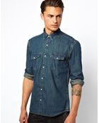 Asos Selected Washed Denim Shirt - Lyst
