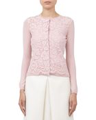 Valentino Lace-front Wool-blend Cardigan - Lyst