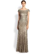 Tadashi Shoji Sequined Lace Gown - Lyst