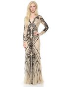 Monique Lhuillier Beaded Tulle Gown - Lyst