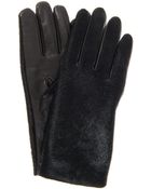 Agnelle Moka Calf Hair and Leather Gloves - Lyst