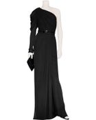 Elie Saab Black Onesleeve Belted Silk Georgette Gown - Lyst