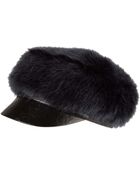 Eugenia Kim Navy Faux Fur Leather Brim Cap - Lyst