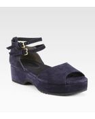 Marni Suede Doublestrap Wedge Sandals - Lyst