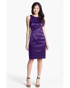 Eliza J Embellished Side Ruched Sheath Dress - Lyst