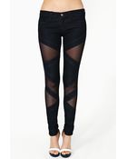 Nasty Gal Jagged Mesh Skinny Jeans - Lyst