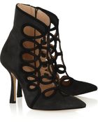 Oscar de la Renta Empire Cutout Suede Ankle Boots - Lyst