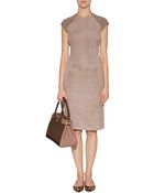 Ralph Lauren Black Label Suede/Laser Cut Leather Dress In Mink - Lyst