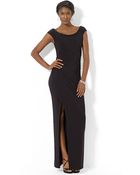 Lauren by Ralph Lauren Beaded Scoopneck Jersey Gown - Lyst