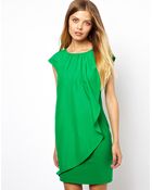 Ted Baker Dress with Asymmetric Frill - Lyst