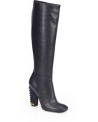 Fendi Leather Spikedheel Kneehigh Boots - Lyst