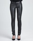 Alice + Olivia Embroideredpanel Leather Pants Alice Olivia - Lyst