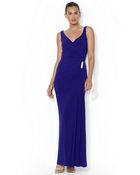 Lauren by Ralph Lauren Ruched Surplice Jersey Gown - Lyst