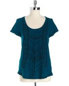 Lucky Brand Embroidered Cotton Top - Lyst