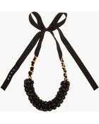 Marni Black Beaded Ribbon_tied Necklace - Lyst