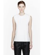 Helmut Lang White Leather_trimmed Ravel Tank Top - Lyst