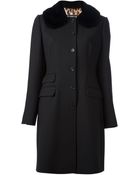 Dolce & Gabbana Fur Collar Overcoat - Lyst