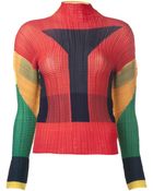 Issey Miyake Ribbed Pleat Blouse - Lyst