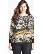 Vince Camuto Split Back Print Blouse - Lyst