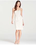 Ann Taylor Strapless Lace Peplum Dress - Lyst