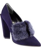 Fendi Alexane Suede Furtrimmed Pumps - Lyst