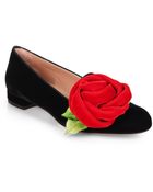 RED Valentino Velvet Flowertrimmed Smoking Slippers - Lyst
