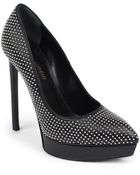 Saint Laurent Janis Studded Leather Platform Pumps - Lyst
