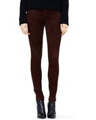 Club Monaco Claudia Paneled Suede Legging - Lyst